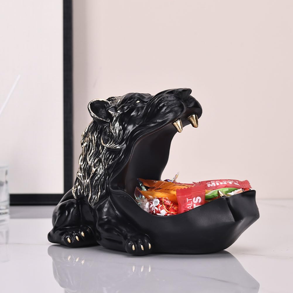 Amazon.com | Resin Black Gold Lion Sculpture Candy Dish Cookie Jar