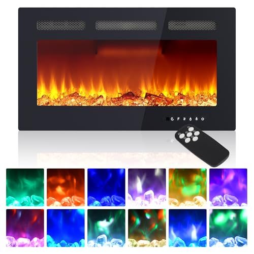 30Inch Recessed Electric Fireplace with Remote Control & Touch Screen,