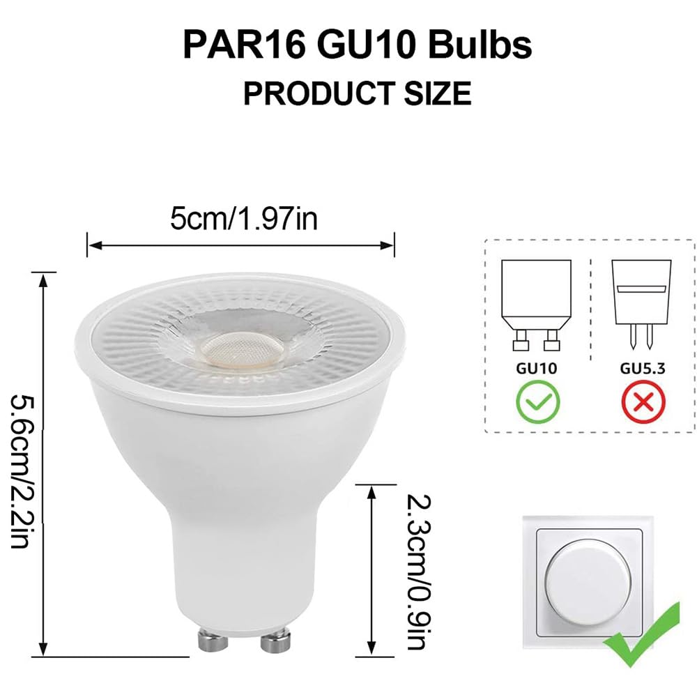 6-częściowa żarówka LED GU10 5W, regulowane oświetlenie wewnętrzne, wymiana lampy halogenowej 50 W, projektor dekoracyjny 220-240V, 500 LM, zimna biel