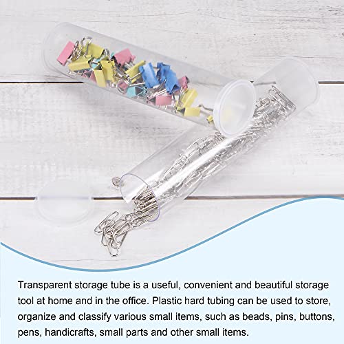 Image of MECCANIXITY Clear Storage Tube 1 5 /8 inchx7.5 inch(41mmx190mm) Lightweight for Bead Containers, Craft, DIY with White Caps 5 Pack