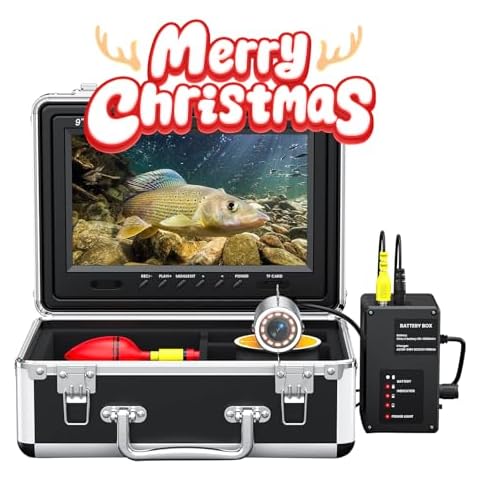 Eyoyo Underwater Fishing Camera Portable Video Fish Finder 9 inch LCD Monitor 1000TVL Waterproof Camera Underwater DVR Video Fish Cam 30m Cable 12pcs IR Infrared Lights for Ice, Boat and Lake Fishing Cover