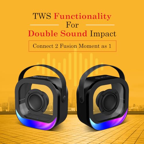 Image of pTron Fusion Moment V2 10W Mini Bluetooth Speaker with Wireless Karaoke Mic, Pristine Sound, RGB Lights, Funny Voice Change Effects, 6Hrs Playtime, Bluetooth V5.3 & Type-C Fast Charging Port (Black)