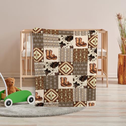 Image of Western Blanket, Western Decor for Nursery Room, Baby Blankets for Boys Girls, Cowboy Baby Blankets, Western Baby Stuff, Soft Warm Lightweight Nursery Bed Blanket for Newborn Toddlers (05, 30x40 in)