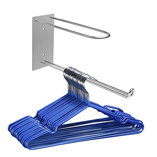 Picowe 2 Layer Clothes Hangers Storage Stacker Rack Holder Organizer, Wall Mounted, Adhesive or Drilling Installation, 304 Stainless Steel