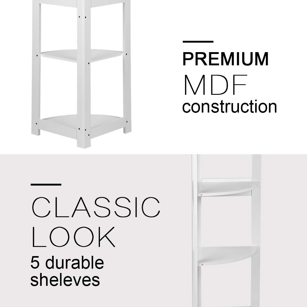 Buy White Corner Bookshelf Corner Shelf Unit Modern 5 Tier Wooden