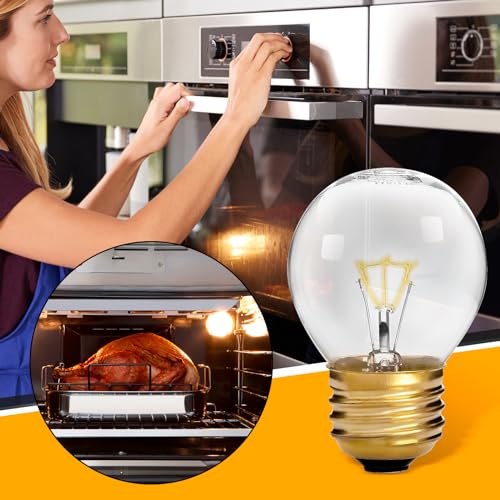 Image of Oven Light Bulb - 40 Watt Appliance Bulb for Maytag GE Ken-More Whirlpool Oven /Stove /Range Hood /Microwave /Refrigerator, G45 E26 /E27 Socket, Medium Brass Lead, High Temp - 4 Pack