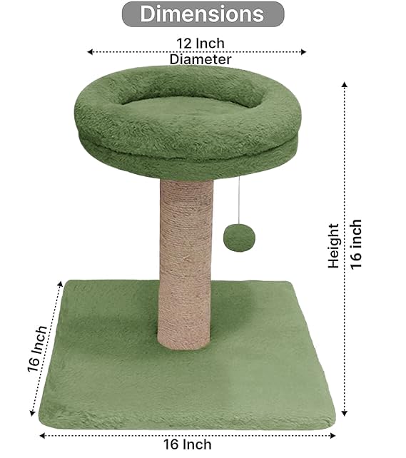 Image of Fur Activity Cat Tree Scratching Post with Natural Sisal Tower for Kittens and Cat (Green - BLOSTER-TOP)