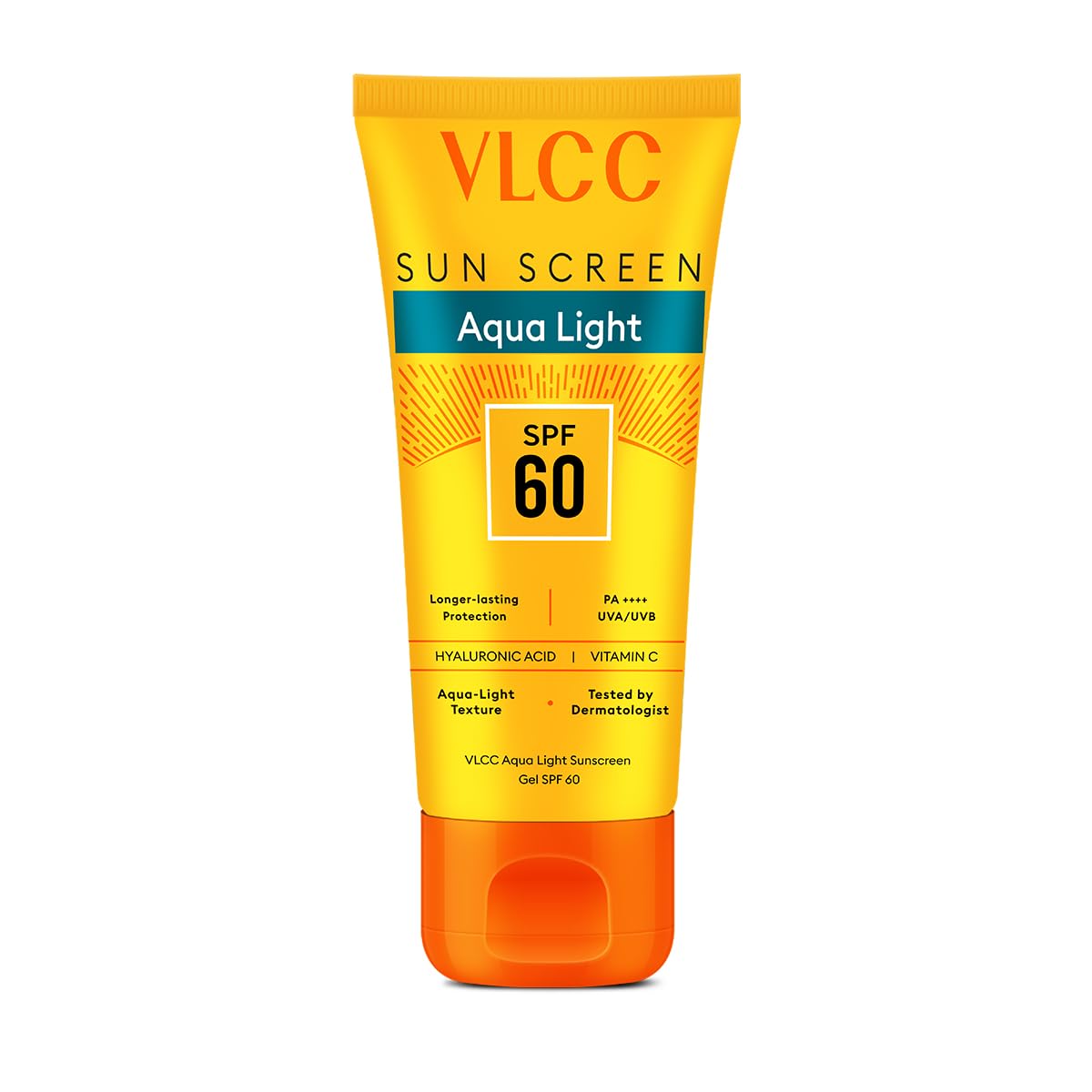 VLCC Aqua Light Sunscreen Gel SPF 60 PA++++ | High UVA & UVB Protection | Fast-Absorbing, Non-Greasy | No White Cast | Hyaluronic Acid & Vitamin C | Lightweight, Hydrating Sunscreen - 30g