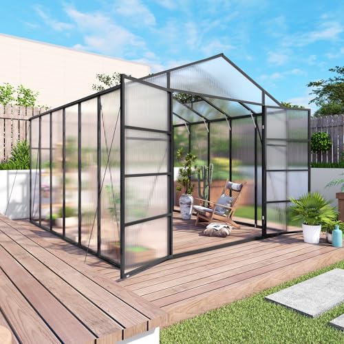 KEIKI 10x12 FT Polycarbonate Greenhouse with Vent