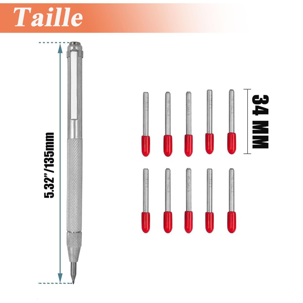Treki 2 punte per tracciare in carburo di tungsteno punta da tracciare in metallo con 10 punte da tracciare di ricambio Scriber Tool Penna per incisione con magnete per metallo ceramica vetro legno