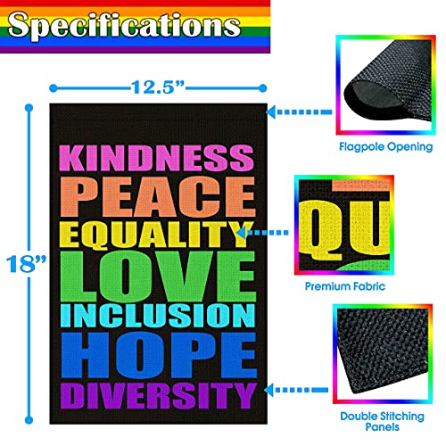 Ouxioaz Pride Flag Kindness Peace Equality Love Inclusion Hope Diversity Garden Flag Vertical Double Sided 12.5"X18" Burlap Spring Summer Yard Sign Peace Flag Be Kind Flag Patio Outdoor Decoration #TOP1
