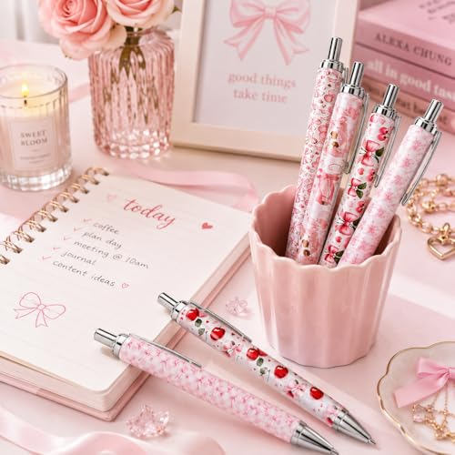 Set de 8 bolígrafos gel Coquette diseño rosa miniatura 3