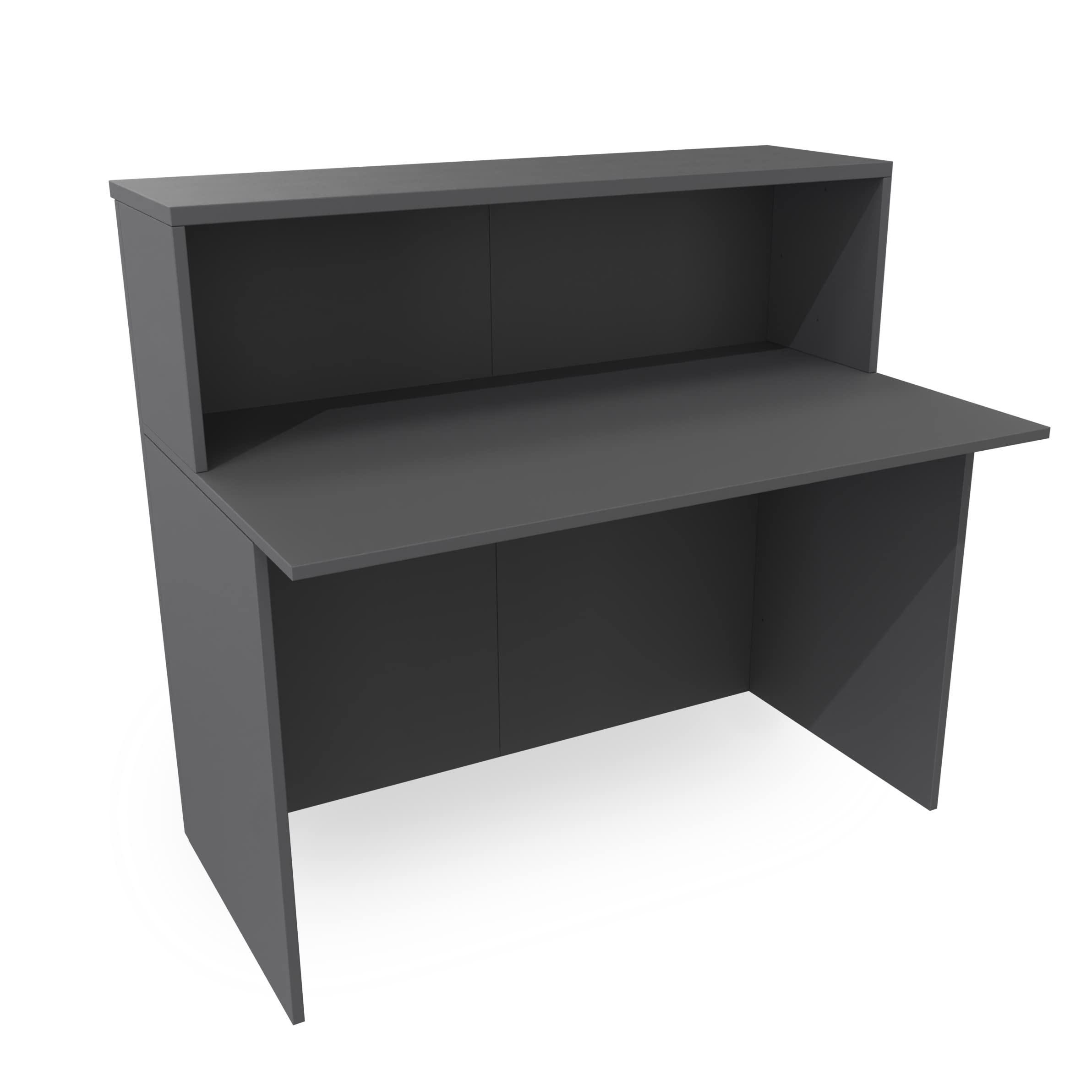 EIGENTLICH Empfangstheke modular moderne Rezeptionstheke Empfangstresen Hotellobby Empfangsbereich Bürotheke Praxistheke mit großer Arbeitsfläche Farbe anthrazit 120x75x110,5cm