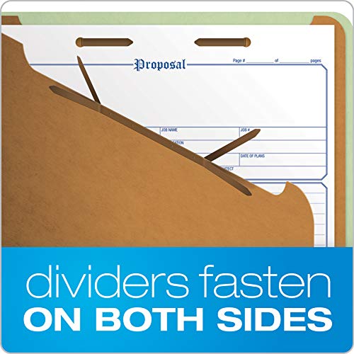 Pendaflex-Recycled-Classification-File-Folders-2-Dividers-2-Embedded-Fasteners-25-Tab-Cut-Legal-Size-Light-Green-Box-of-10-29076R