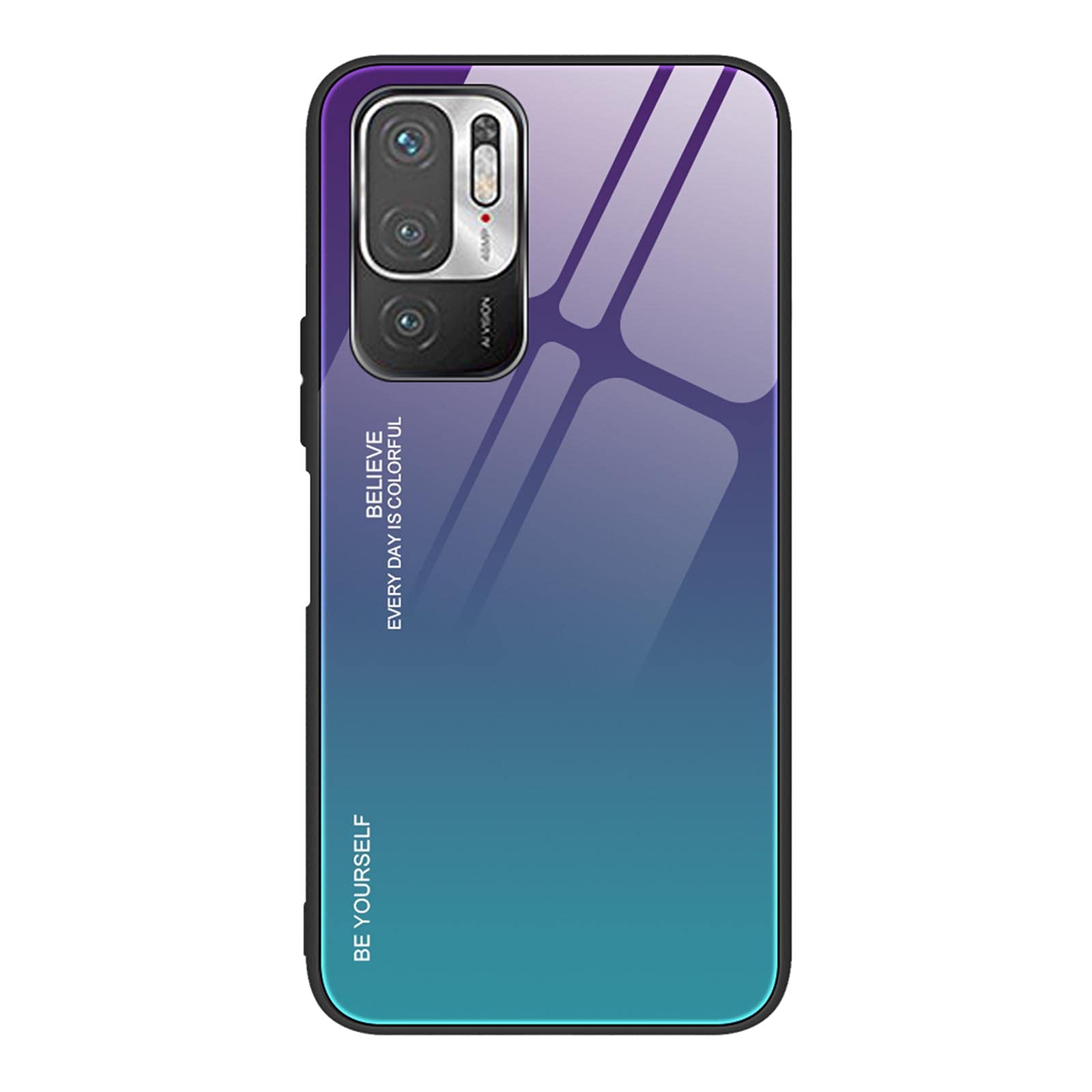 UPLAI Cover per Xiaomi Redmi Note 10 5G / Poco M3 Pro 5G, Ultra Sottile Morbido TPU Silicone Antiurto Custodia Insieme a Colore Sfumato Vetro Temperato, Moda Colorato Caso.Rosso Nero