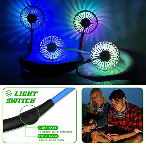Hand-Free-Mini-USB-Personal-Fan-Rechargeable-Portable-Headphone-Design-Wearable-Neckband-Fan3-Level-Air-Flow7-LED-Lights360-Degree-Free-Rotation-Perfect-for-Sports-Office-and-Outdoor-Blue