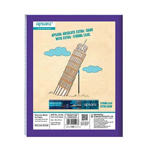 Image of Apsara Graph Paper Books for School & College | Graph Books A4 Size | 28 CM x 22 CM Approx - 64 Pages | Numbered Pages and Ruled Margins | Graph Sheets with 1 MM Square for Maths | Set of 12 Graph book