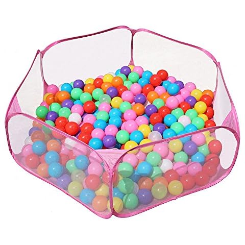 Jacone Portable Cute Hexagon Children Ball Pit, Indoor and Outdoor Easy Folding Ball Play Pool Kids Toy Play Tent with Carry Tote, Balls Not Included (Pink) Cover