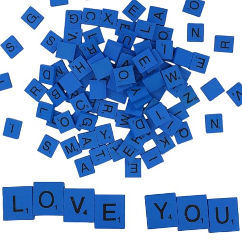 BuleVina 100Pcs Wooden Tiles Replacement, Mix Letters Varnished Alphabet for Crafts, for Making Alphabet Coasters, Crossword Games, Board Phonics, Spelling Games, DIY Decoration