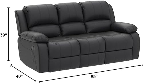 Miniatura 2 de Betsy Furniture juego de sillón reclinable de cuero reconstituido, sofá doble, almohadón en la parte superior, el respaldo y los reposabrazos, para