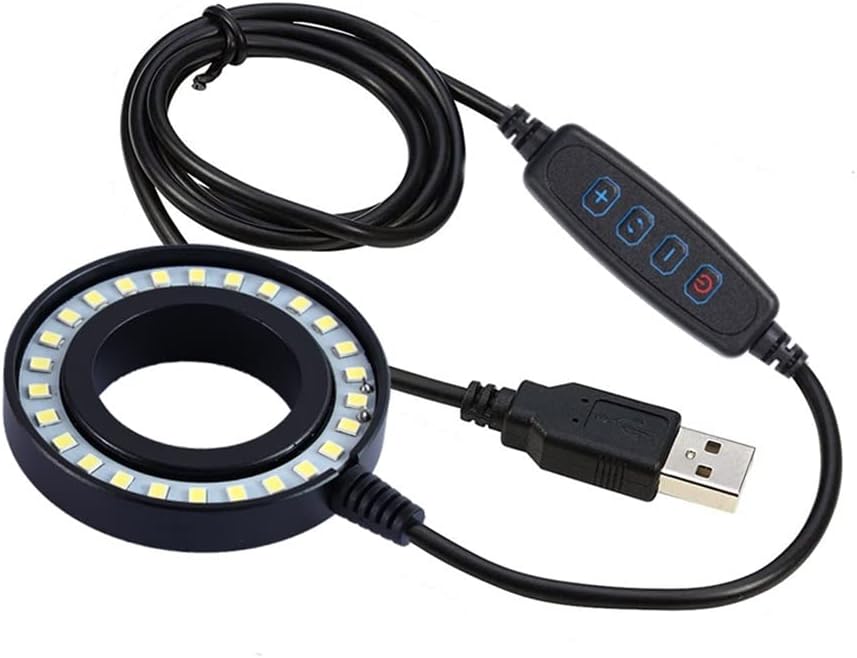 Microscope Accessories Kit 3 Colors 26 LED Adjustable Ring Light Illuminator Lamp for Stereo Zoom Microscope Ultrathin Zoom Adjust Power Microscope Slides(42BT)