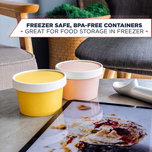 Glowcoast Ice Cream Containers With Lids - 6 oz (Mini Pint, 30 set) Ice Cream Storage Container for Homemade Icecream. Freezer-Safe Tub with Lid Protect Frozen Desserts like Yoghurt (Butterscotch, 30)