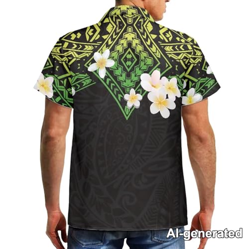 Image of Hawaii Matching Couple Outfits Husband and Wife Clothing Fashionable Mens Casual Shirts Hawaii Dress with Soft Fabric