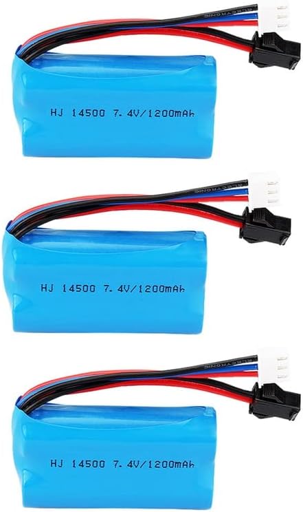 3PCS 7.4v 1200mAh 14500 Lipo Battery Spare Part for Electric Toys Water Bullet Gun Helicopter Drone Robot Toy Battery Accessory - (Color: 3PCS)