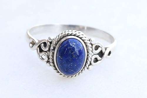 Avicrafts Lapis Lazuli Stone Ring 925 Sterling Silver Statement Ring For Women Handmade Gemstone Christmas Jewellery Gift For Her