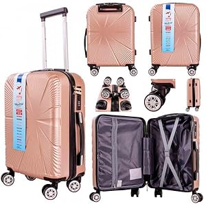 Underseat Travel Trolley Case 45 X 36 X 20cm Removable Wheels (Rose Gold)