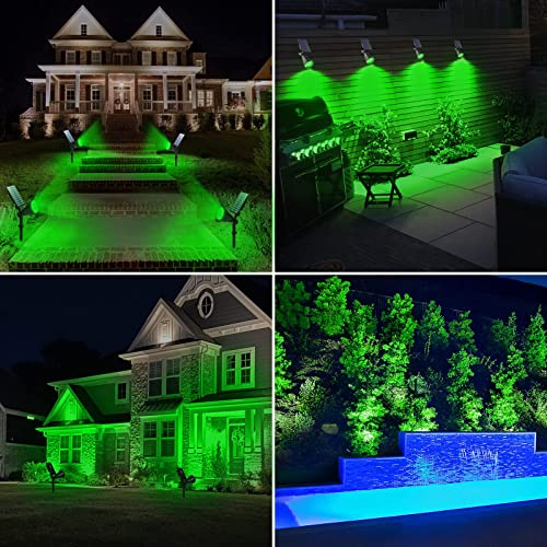 T-Sun Solar Spotlights, Waterproof Outdoor Solar Powered Spot Lights Auto-On/Off 180°Angle Adjustable Solar Lights For Tree, Patio, Yard, Garden, Driveway, Pool Area (Green-2Pack) #TOP6
