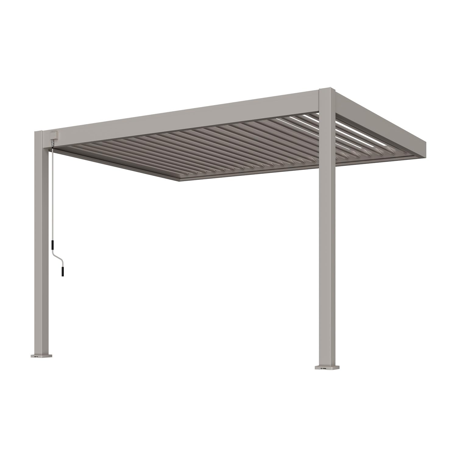 Weide Deluxe Aluminium Pergola mit verstellbarem Lamellendach | Witterungsbeständiger Pavillon für Terrasse & Garten mit Handkurbel und Wasserablauf 3 x 3.6 m Sand