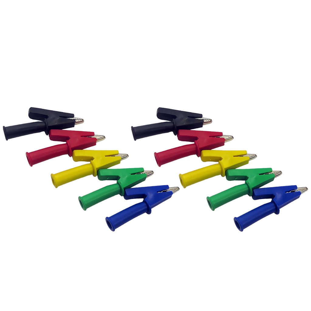 Kawn 10PCS Multimeter Test Probes Crocodile Alligator Clips for 4mm