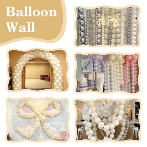 Image of Sand White Link Balloons,120Pcs 6Inch Cream White Latex Linking Balloons for Birthday Baby Shower Wedding Anniversary Party Decorations