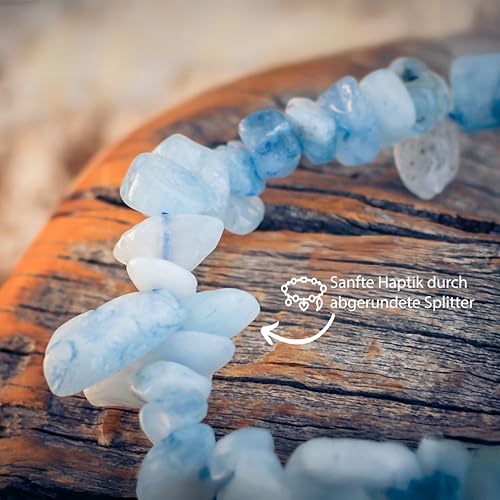 Lebensquelle Plus Aquamarin Splitterarmband | Handgefertigtes Elastisches Stretch Splitter Armband | Echter natürlicher Edelstein (Aquamarin)