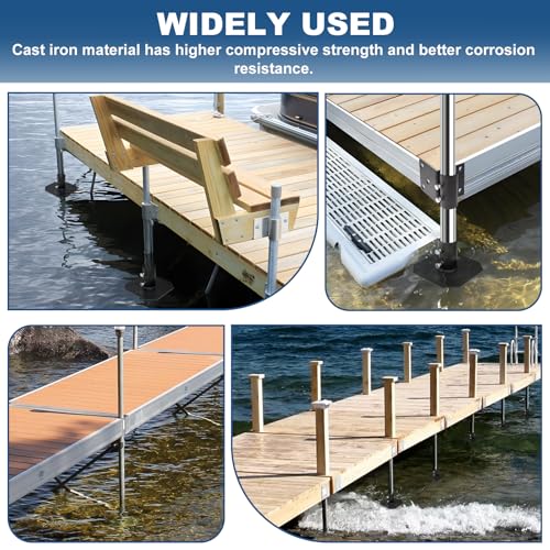 Stationary Dock Heavy Duty Side Leg Pipe Holder - Floating Dock Brackets Hardware, Pipe Sleeve Bracket for 2.1" Pole Post, Marine Grade Rustproof Steel -8 Pack by folosem - Image 7