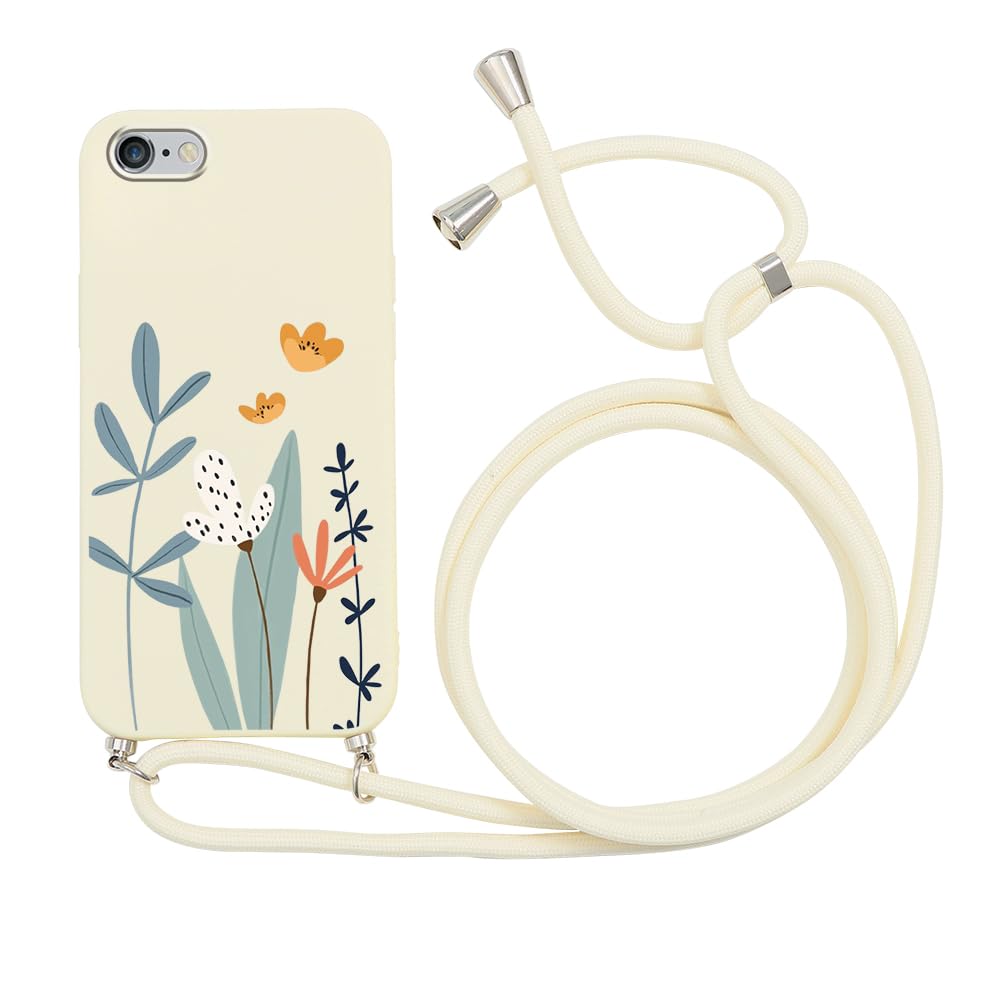 Yoedge Magnetica Cover con Cordino per iPhone 13 Pro 6,1 Compatibile con MagSafe, Custodia con Corda Collana Tracolla Laccio, Sottile TPU Silicone Antiurto Case con Aesthetic Disegni 4-Fiori