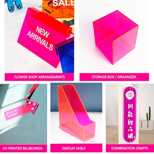 Image of 6 PCS Transparent Pink Cast Acrylic Sheets 8 inch x 12 inch x 0.118 inch, Plexiglass Plastic Sheet for Laser Cutting, Engraving Signs, DIY Projects.