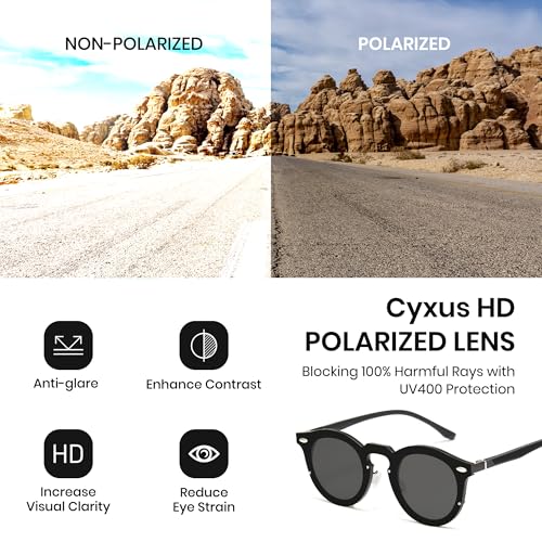 Cyxus Adjustable Tint Sunglasses 1-17 Gears Rounded Polarized Glasses Lenses Advanced ND Filter Lens Technology P13172