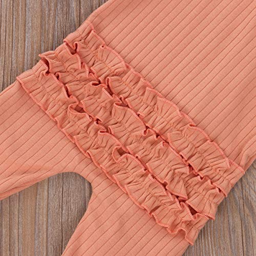 Kuriozud Newborn Baby Girl Boy Zipper Footie Pajamas Ruffle One Piece Romper Jumpsuit Sleeper (Pink Zipper Footie, 0-3 Months) #TOP6