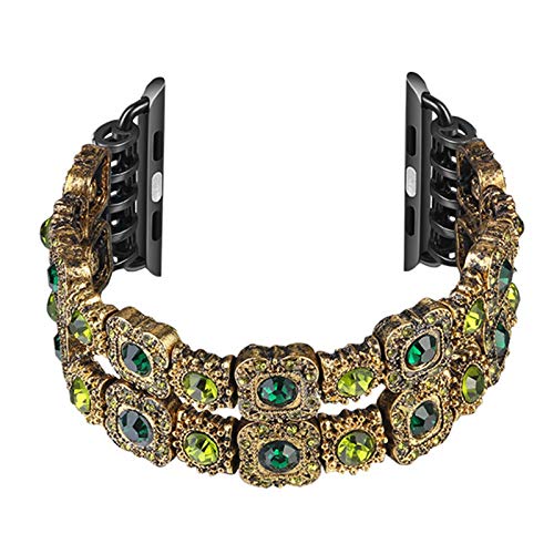 Bracelet montre Apple Watch femme en cristal vert pour sublimer un look terne