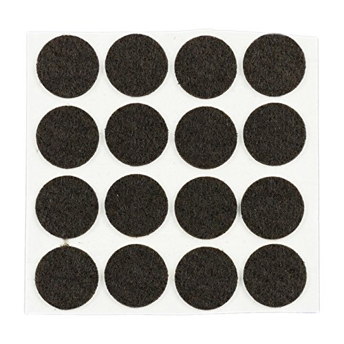 K.D.J. Brand Protectores de Fieltro Fieltro de Aguja, marón, 22 mm Ø, 3 mm Espesor, Autoadhesivo - 16 Unidades - Made in Germany