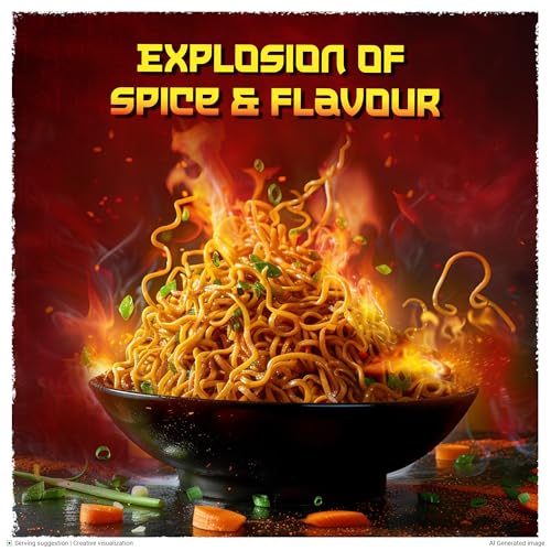 Image of Sunfeast YiPPee! Korean Fiery Hot Style Noodles, Deliciously Spicy Noodles with 5 Added Vegetables, 75gm /80 gram(Weight may vary) (Pack of 4)