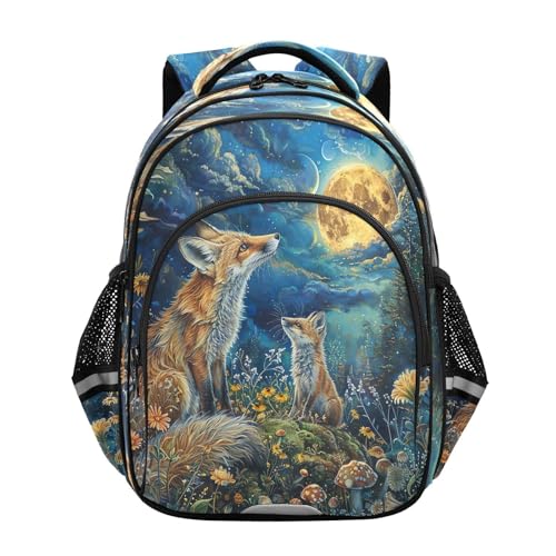 RPLIFE Fantasy Mystical Fox Zaino per bambini per ragazze ragazzi età 8-14 anni, zaino per ragazze scuola elementare