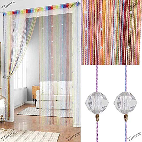 HY Crystal Beaded Curtain Tassel Curtain - Partition Door Curtain Beaded String Curtain Door Screen Panel Home Decor Divider Crystal Tassel Screen 90x200cm (Rainbow)
