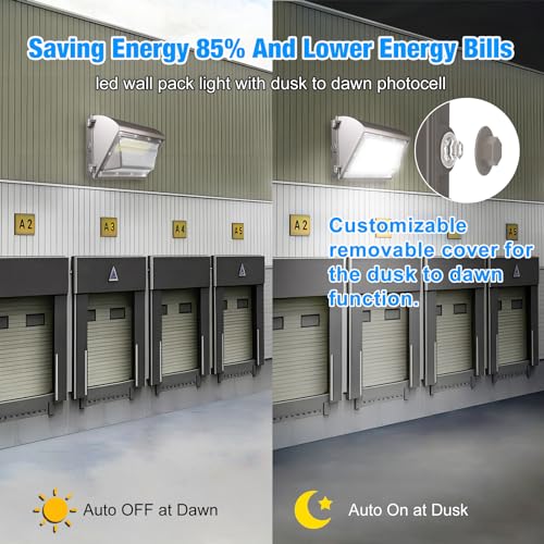 Outdoor LED Wall Pack Lights for Commercial Use - 120W, Dusk to Dawn, 5000K, Waterproof (4 Pack)