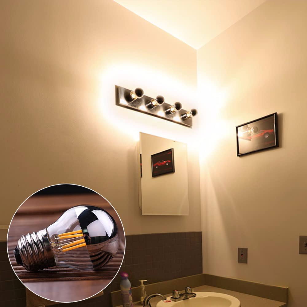 (6 szt.) Żarówki LED Półchromowane, Żarówki Edisona w stylu vintage z podstawą E26/E27, Żarówka G45 z odblaskiem półsrebrnym, Źródło światła lampy Magic Bean, 4W Możliwość ściemniania 2700K