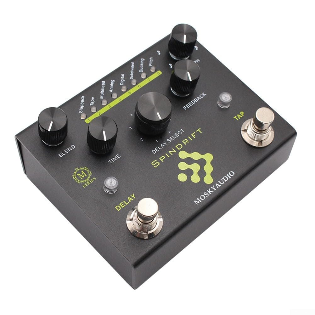 Pedale effetto chitarra Digital Delay con 8 modalità | 8 modalità di delay, funzione tap, riproduzione del suono chiara, facile da usare, per chitarra elettrica