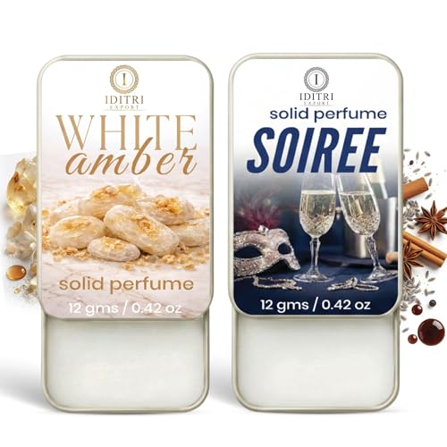 Image of Solid Perfume |Soiree&White amber Alcohol Free Wax Perfume Balm, Long Lasting | Pocket Tin 12g, Pack Of 2| Non Greasy Smooth Glide, Travel Friendly Men And Women