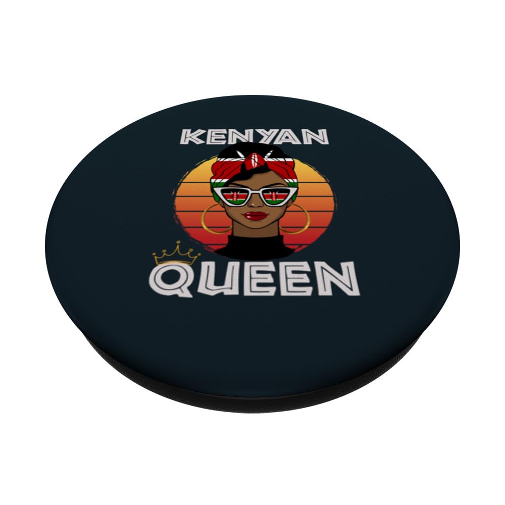 Kenyan Queen African Queen Kenya Flag Kenyan Women Girls PopSockets Swappable PopGrip, Black - Image 2